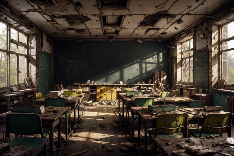 00242-8k realistic vray HDR  6000K   in a post-apocalyptic empty classroom overturned desks dusty chalkboard yellowed textbook 2023-07-20-0000.png